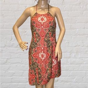 Free People Side Zip Halter Faux Wrap Above Knee Dress Boho Themed Size 2 EUC